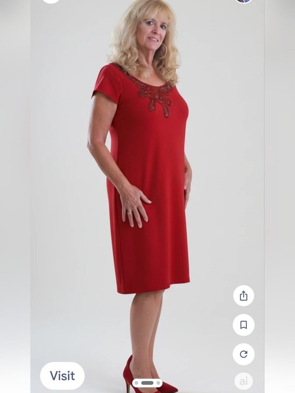 Dress Bright red w sequins by Forever size L stretchy very feminine Look